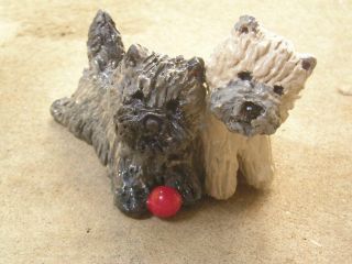 Hand Sculpted Cairn Terrier Pair