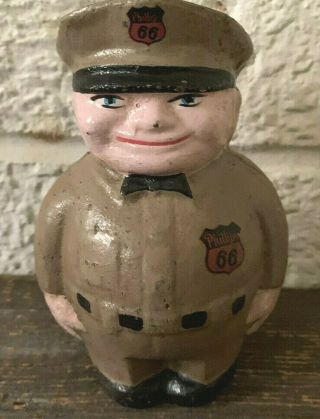 Phillips 66 Oil Gas Filling Station Attendant Advertising Cast Iron Coin Bank