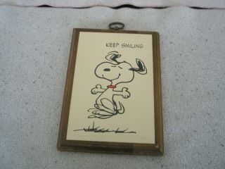 Dancing Snoopy Keep Smiling Wall Plaque Springbok 1971