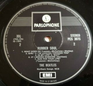 The Beatles Lp Rubber Soul Uk Parlophone 1 Box Emi Press Near,