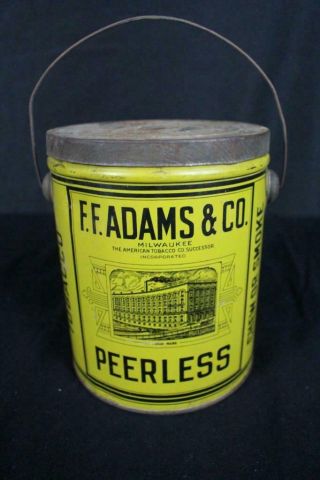 Ff Adams & Co Peerless Chew Or Smoking Tobacco Tin Litho Can Milwaukee Wis Wi