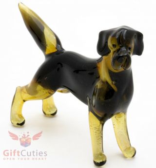 Art Blown Glass Figurine Of The Black Labrador Retriever Dog