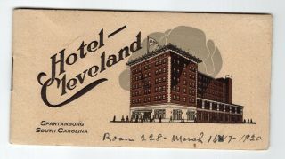 Early 1900s Advertising Booklet,  Hotel Cleveland,  Spartanburg,  South Carolina
