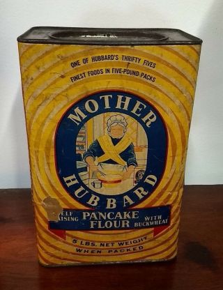 Vintage Mother Hubbard Pancake Flour Tin