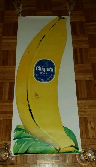 Vintage Chiquita Banana United Fruit Company Advertising Poster 49” X 19” Rare