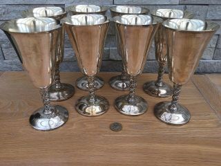 Set Of 8 Vintage Casa Pupo Spanish Silver Plated Goblets
