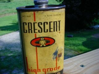 Vintage Very Rare Cresent Lead Top Handy Gun Reel Oiler Oil Tin Can Quaker Man 3