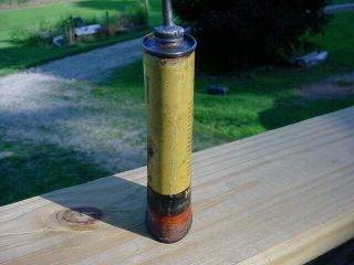 Vintage Very Rare Cresent Lead Top Handy Gun Reel Oiler Oil Tin Can Quaker Man 4
