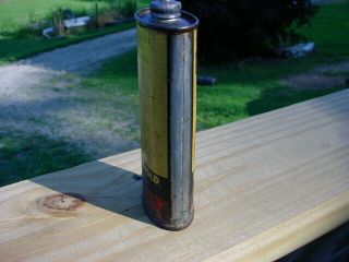 Vintage Very Rare Cresent Lead Top Handy Gun Reel Oiler Oil Tin Can Quaker Man 6
