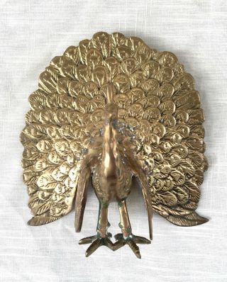 Vintage Solid Brass Peacock Figure/sculpture/single Bookend