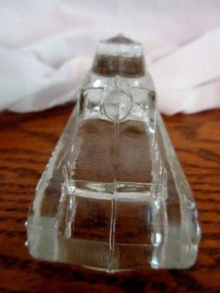 Vintage Early Candy Container Miniature War Tank Victory Glass Jeannette Pa. 2