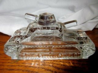 Vintage Early Candy Container Miniature War Tank Victory Glass Jeannette Pa. 3
