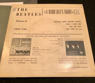 The Beatles 1964 A Hard Day ' s Night 2 Portugal EP w/ Laminated SLEEVE 3