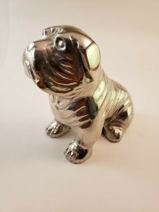 Vintage Silver Tone Cast Metal English Bulldog Figurine