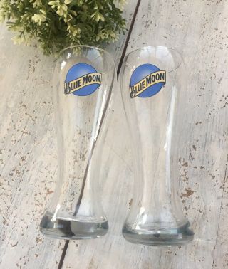 Blue Moon 16 Oz Pilsner Beer Glass Set Of 2 Bar Pint Glasses