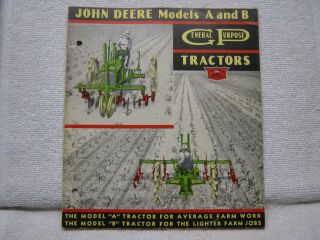 Antique John Deere Tractor Co 1935 Model A And B Brochure