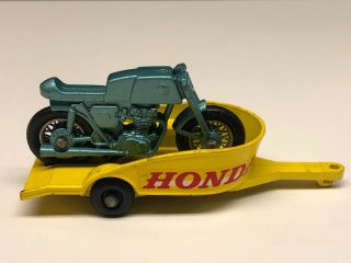 Lesney Matchbox Vintage Made In England 38 Honda Motorcycle And Trailer