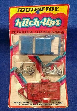 Vtg 1974 Tootsietoy Hitch - Ups Jumpin Jeeper Jeep Scooters Mopeds Trailer Nos Pkg