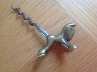 A & Rare Old Antique Brass/Metal ' HORSE ' CORKSCREW see details. 3