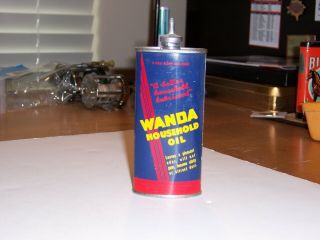 Vintage 4 Oz.  Wanda Household Oil,  Oval Lead Top Tin/can