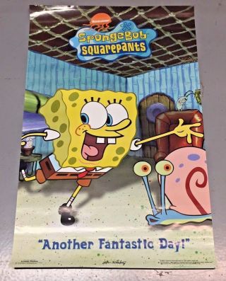 Vintage 2001 Spongebob Squarepants Cartoon Poster Another Fantastic Day 22x34