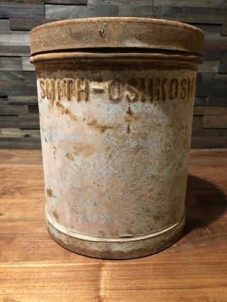 Vintage 1932 Smith Ice Cream (oshkosh,  Wis) Metal Ice Cream Can Container