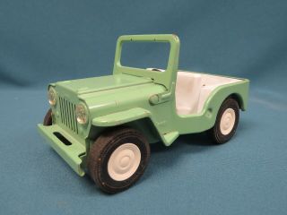 Vintage 1960’s Pressed Steel Light Green Tonka Jeep