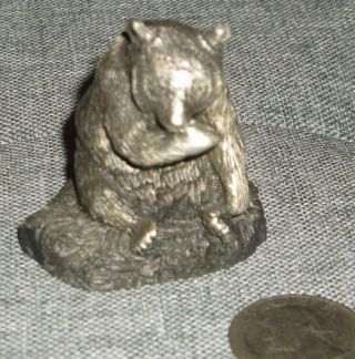 G) Vintage Hudson Fine Pewter Panda Bear Figurine 2 " H