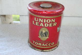 Antique Vintage Union Leader Smoking Tobacco Metal Tobacco Tin Metal Can Sign