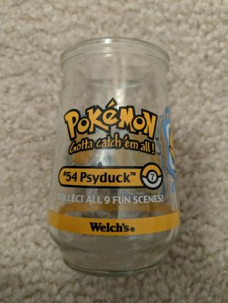 1999 Pokemon 54 Psyduck Welch ' s Jelly Glass Jar Juice Glass 2