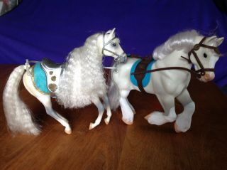 Grand Champions White Stallions - Lipizzaner,  Clydesdale.  Model Horse Toys
