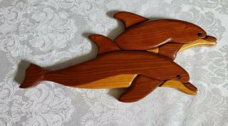 Handmade Wooden Dolphin Wall Art