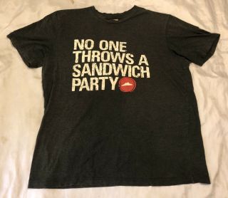 “no One Throws A Sandwich Party " Gray Pizza Hut L T - Shirt Employee Uniform Promo