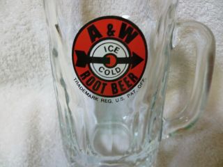 Vintage A W A & W Root Beer Heavy Glass Mug.  Arrow Bullseye Target Logo 6 "