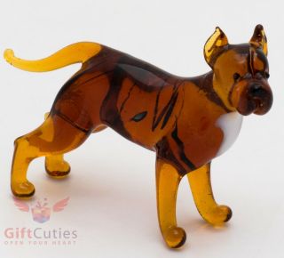 Art Blown Glass Figurine Of The American Pit Bull Terrier Dog