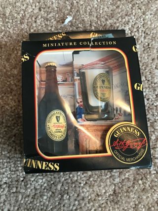 Miniature Guinness Glass And Mini Beer Bottle And Glass