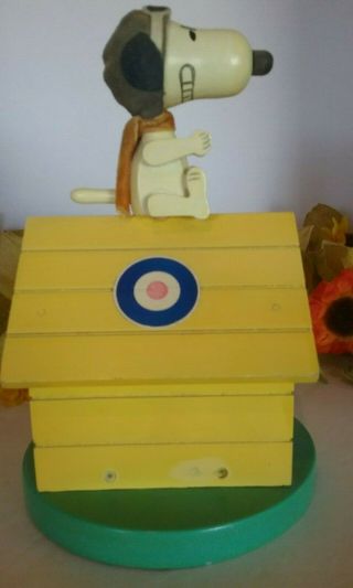 Vintage Peanuts Snoopy Red Baron Flying Ace Music Box Missing Winding Disk 3