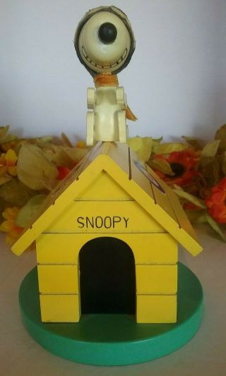Vintage Peanuts Snoopy Red Baron Flying Ace Music Box Missing Winding Disk 4