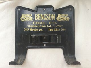 Antique Bengson Coal Co.  Chicago Advertising Sign Broom Holder