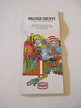 Vintage 1971 Texaco Orange County California Gas Station Road Map