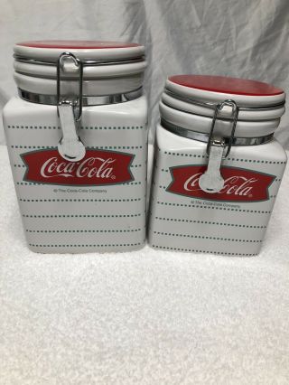 Gorgeous,  Coca - Cola Gibson Set Of 2 Ceramic Canisters