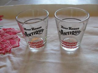 (2) Four Roses Antique Kentucky Straight Bourbon Whiskey Shot Glasses Antique