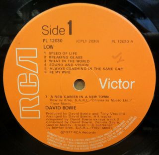 DAVID BOWIE LOW OG UK RCA VICTOR RECORDS LP PL 12030 A1/B1,  INSERTS 5
