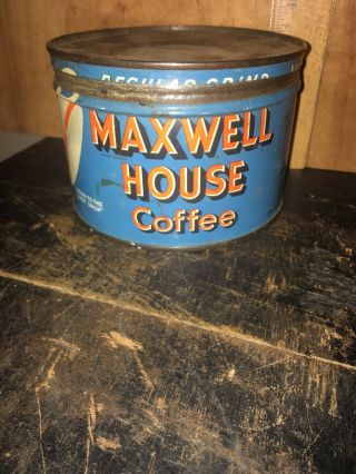 Vintage Maxwell House Drip Ground Coffee 1 Pound Tin Can