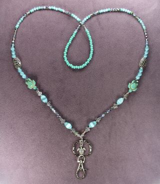 Sea Turtle Totem Lanyard Necklace Id Badge Holder Clip Key Ring Tortoise Beads