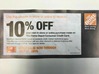 Home Depot 10 Off (max $200 Off) In - Store Or Online - Single Receipt Exp 07/31