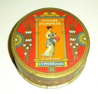 Vintage Poudre Pompeia Lt Piver Paris Powder Box Full,  Rosee,  Nos Art Deco