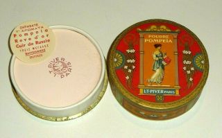 Vintage Poudre POMPEIA LT Piver Paris powder box full,  Rosee,  NOS Art Deco 6