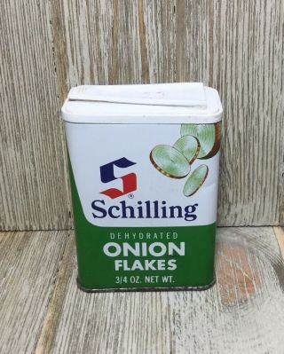 Vintage Schilling Onion Flakes Spice Tin Container Mccormick Advertising
