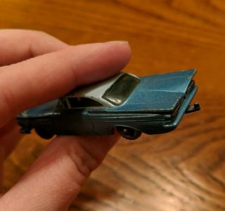 Vintage 1961 Lesney Matchbox 57 Chevrolet Impala Silver Wheels Dk Blue Base 7